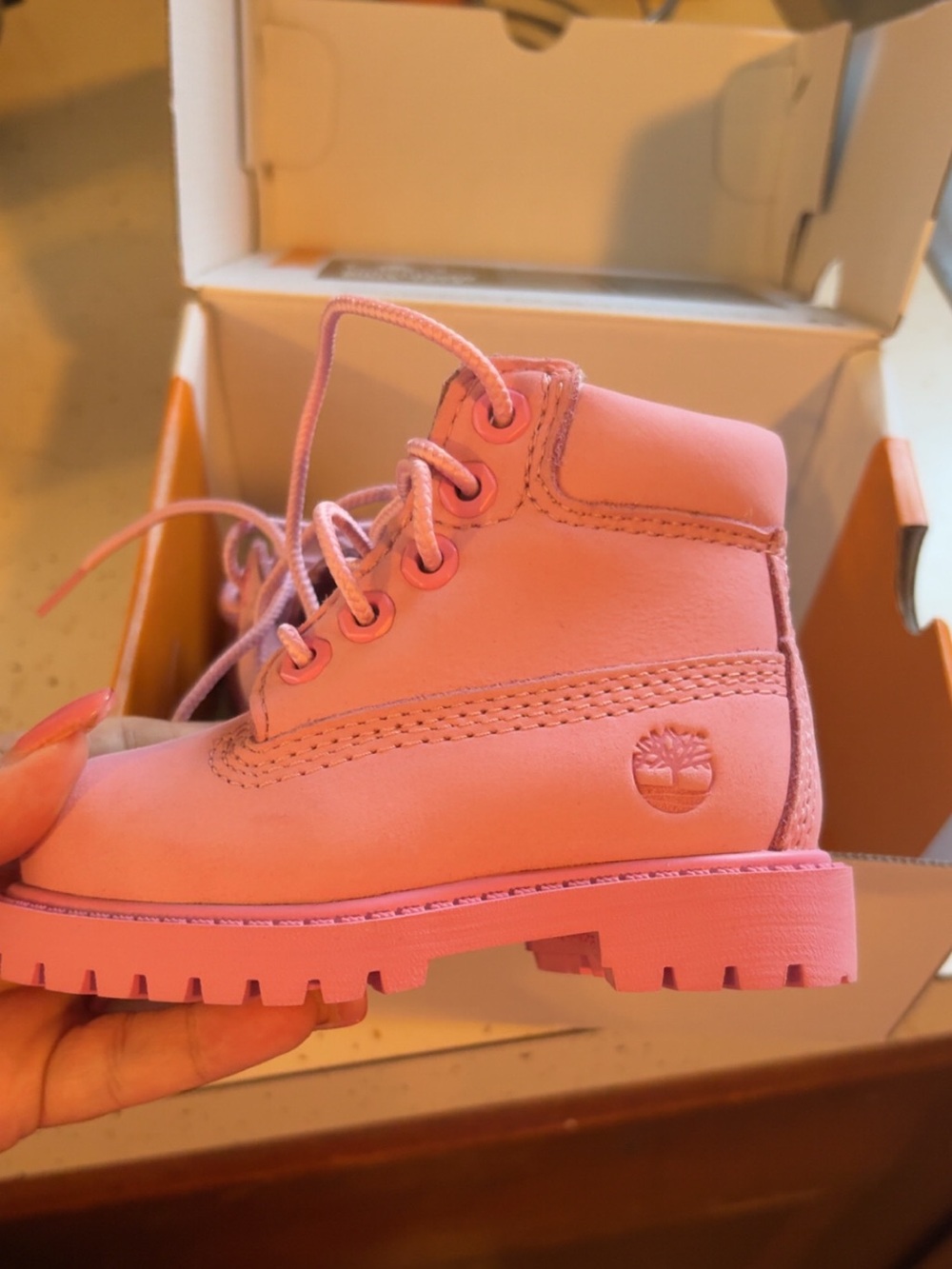 Timberland Kids Pink Lace-Up Waterproof Boots Size 4 Toddlers